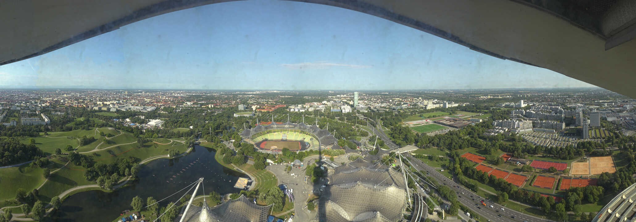 Archiv Foto Webcam München: Panorama Olympiastadion und Olympiapark