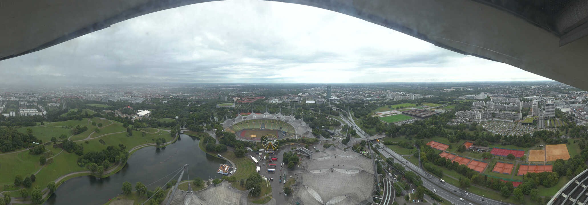 Archiv Foto Webcam München: Panorama Olympiastadion und Olympiapark