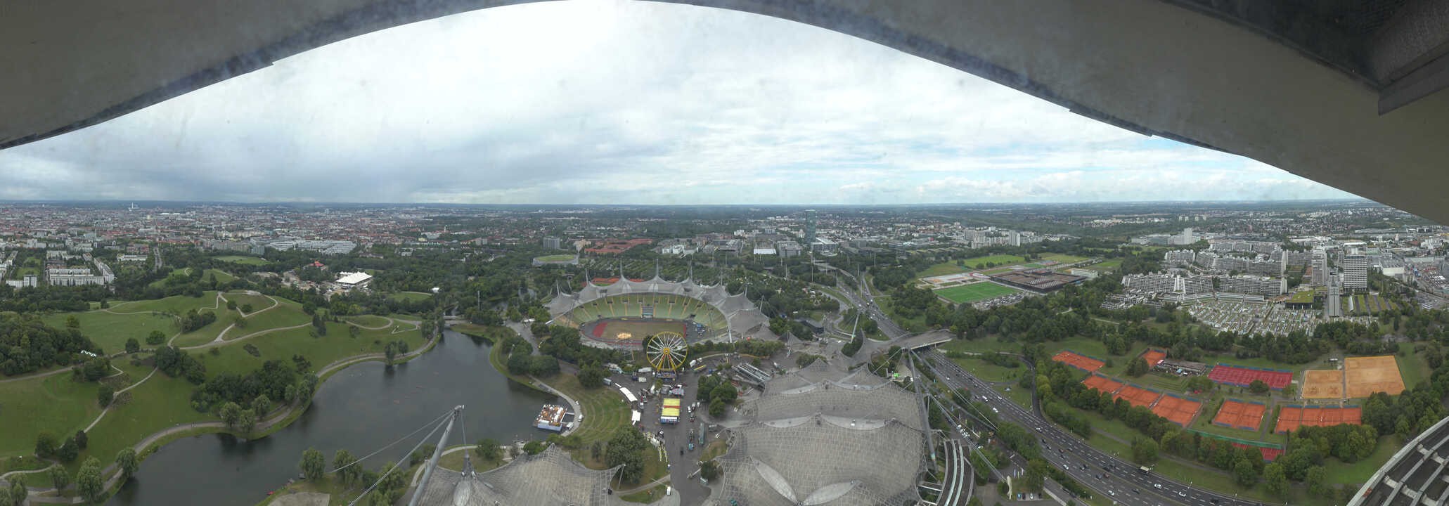Archiv Foto Webcam München: Panorama Olympiastadion und Olympiapark