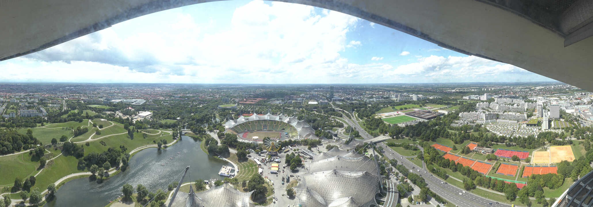 Archiv Foto Webcam München: Panorama Olympiastadion und Olympiapark