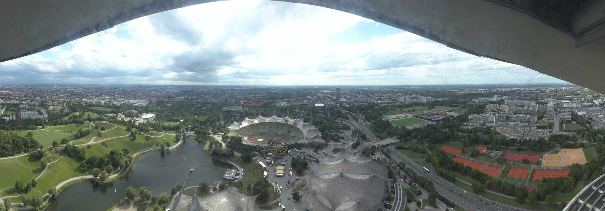 Archiv Foto Webcam München: Panorama Olympiastadion und Olympiapark