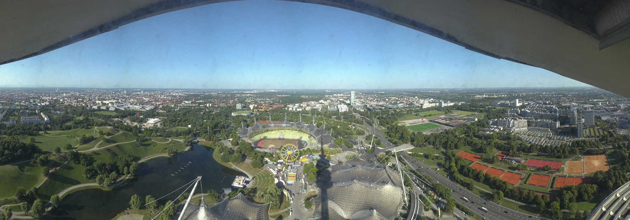 Archiv Foto Webcam München: Panorama Olympiastadion und Olympiapark