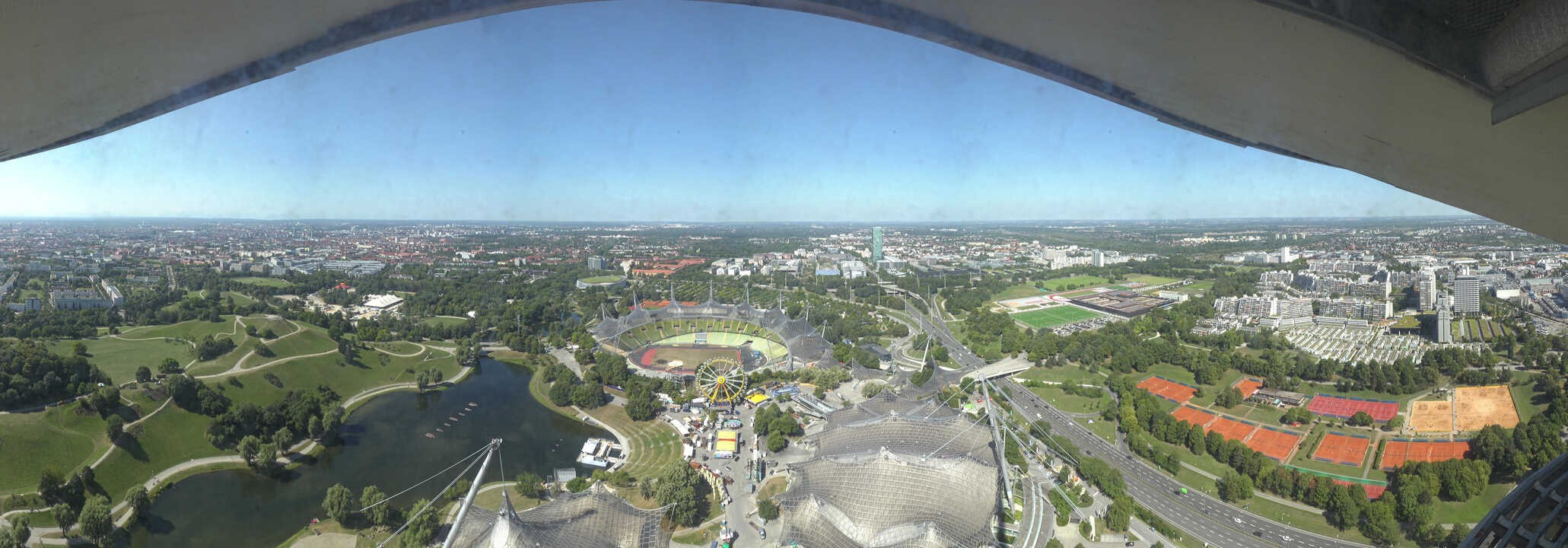 Archiv Foto Webcam München: Panorama Olympiastadion und Olympiapark