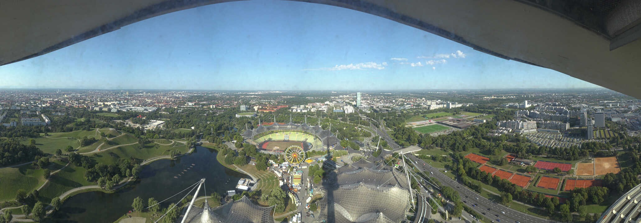 Archiv Foto Webcam München: Panorama Olympiastadion und Olympiapark