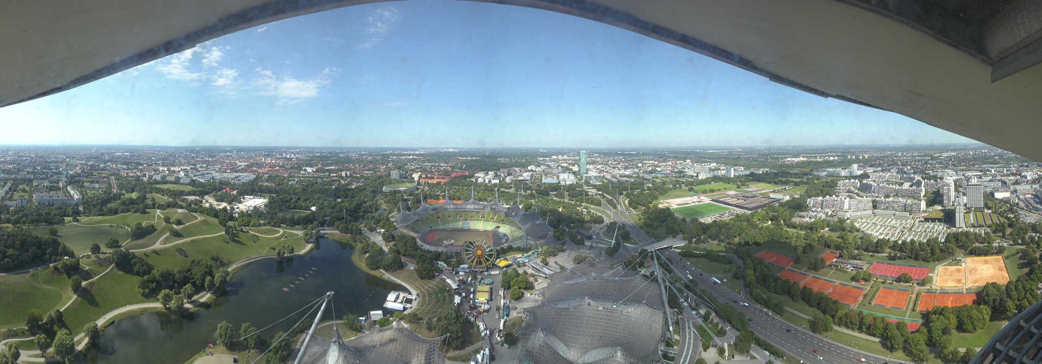 Archiv Foto Webcam München: Panorama Olympiastadion und Olympiapark