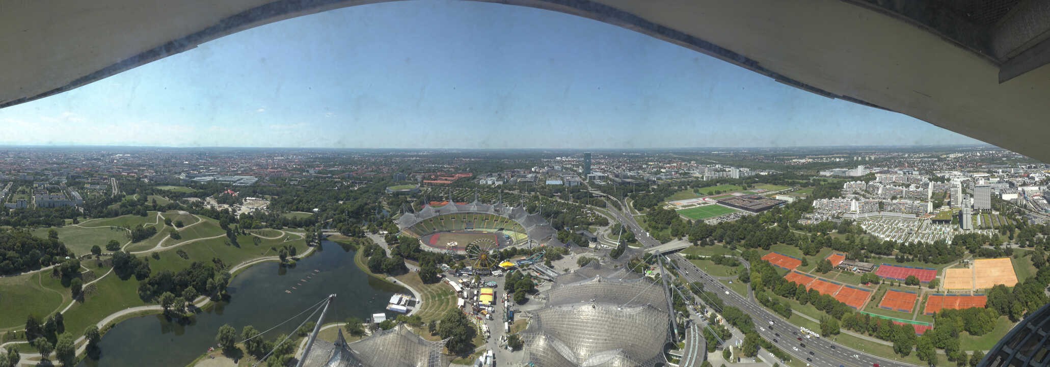 Archiv Foto Webcam München: Panorama Olympiastadion und Olympiapark