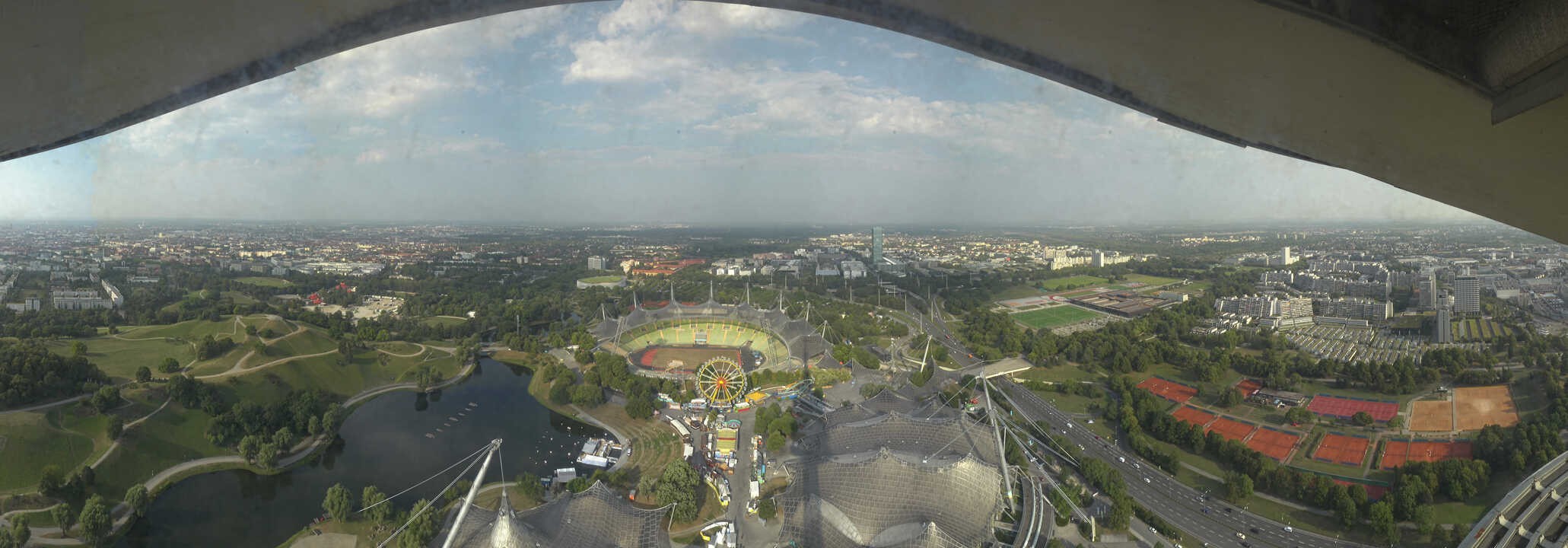 Archiv Foto Webcam München: Panorama Olympiastadion und Olympiapark