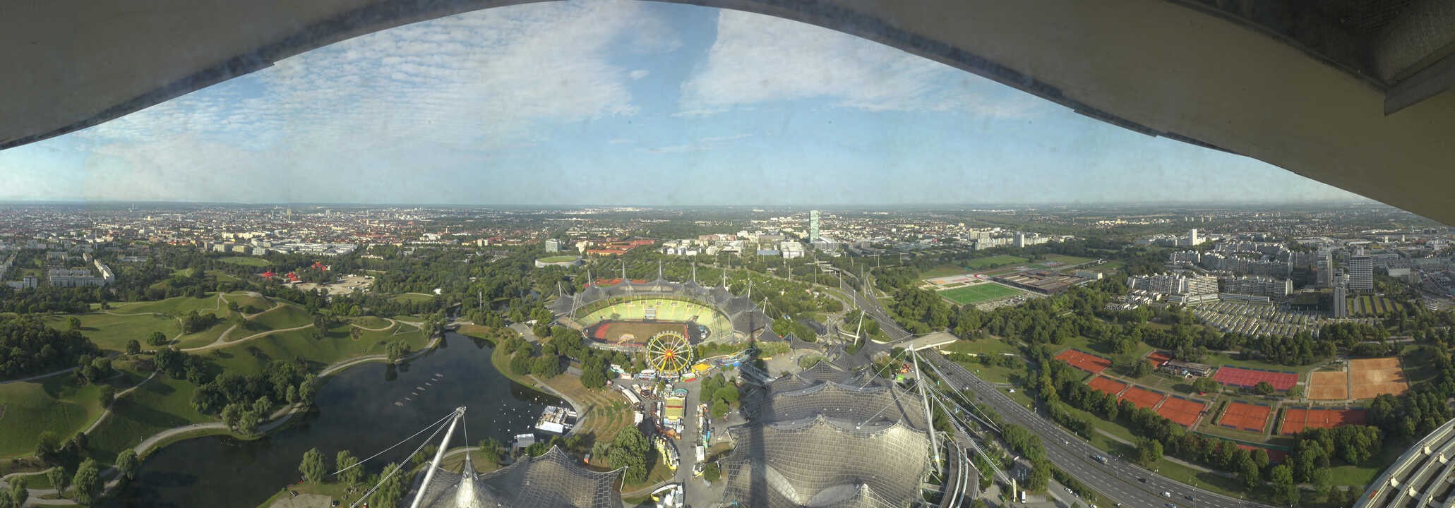Archiv Foto Webcam München: Panorama Olympiastadion und Olympiapark