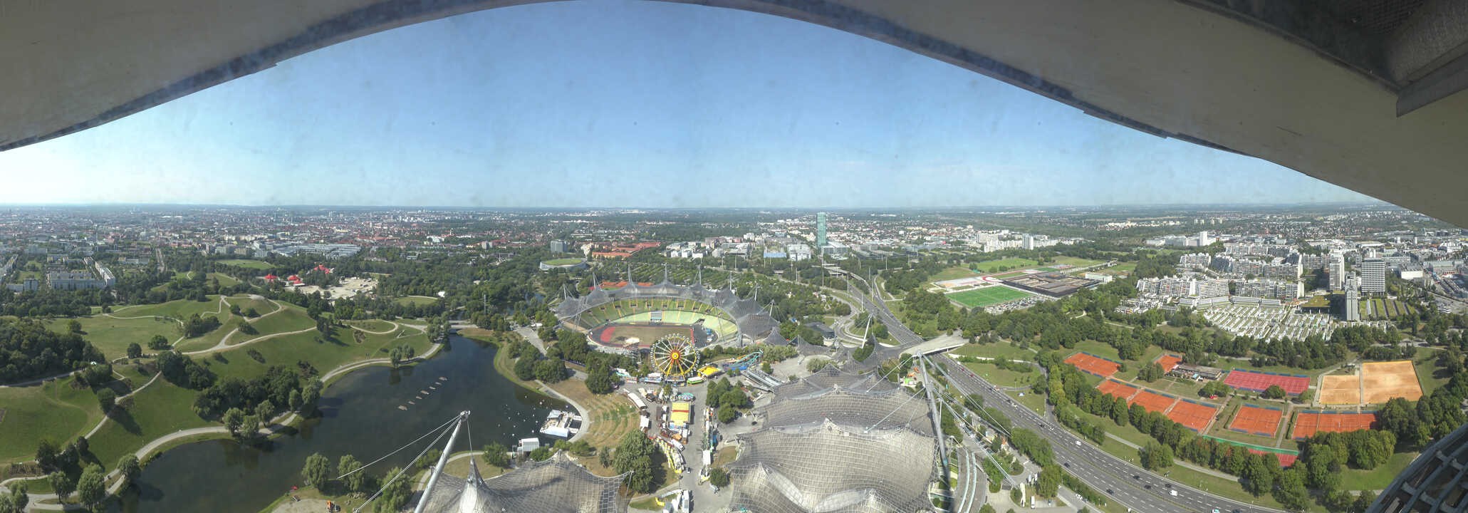 Archiv Foto Webcam München: Panorama Olympiastadion und Olympiapark