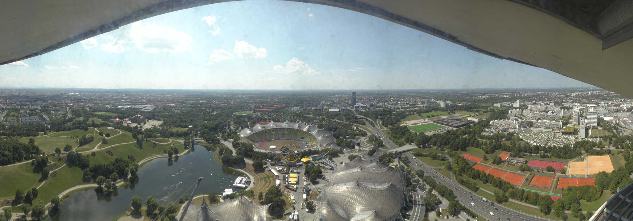 Archiv Foto Webcam München: Panorama Olympiastadion und Olympiapark