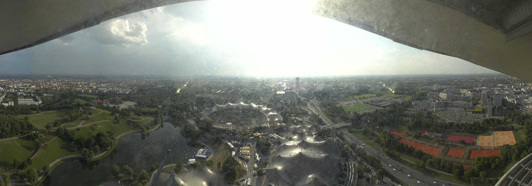 Archiv Foto Webcam München: Panorama Olympiastadion und Olympiapark