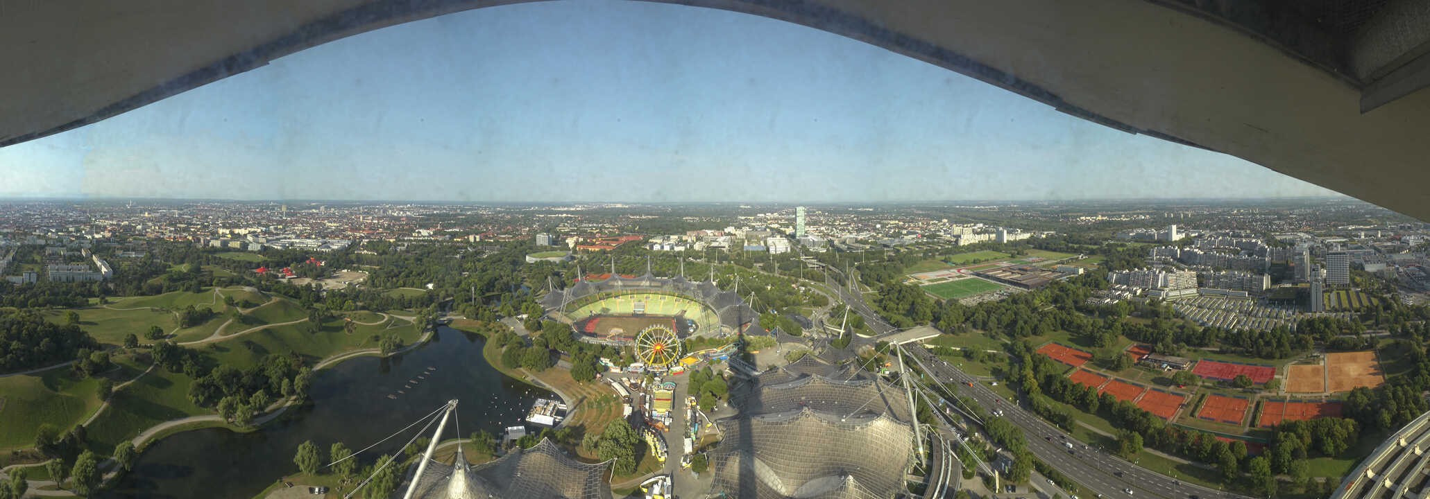 Archiv Foto Webcam München: Panorama Olympiastadion und Olympiapark