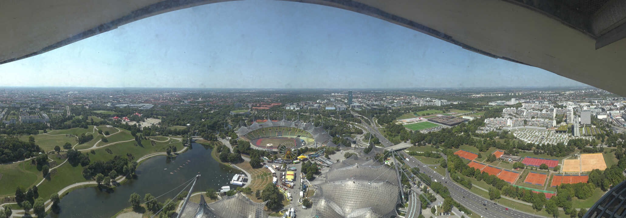 Archiv Foto Webcam München: Panorama Olympiastadion und Olympiapark