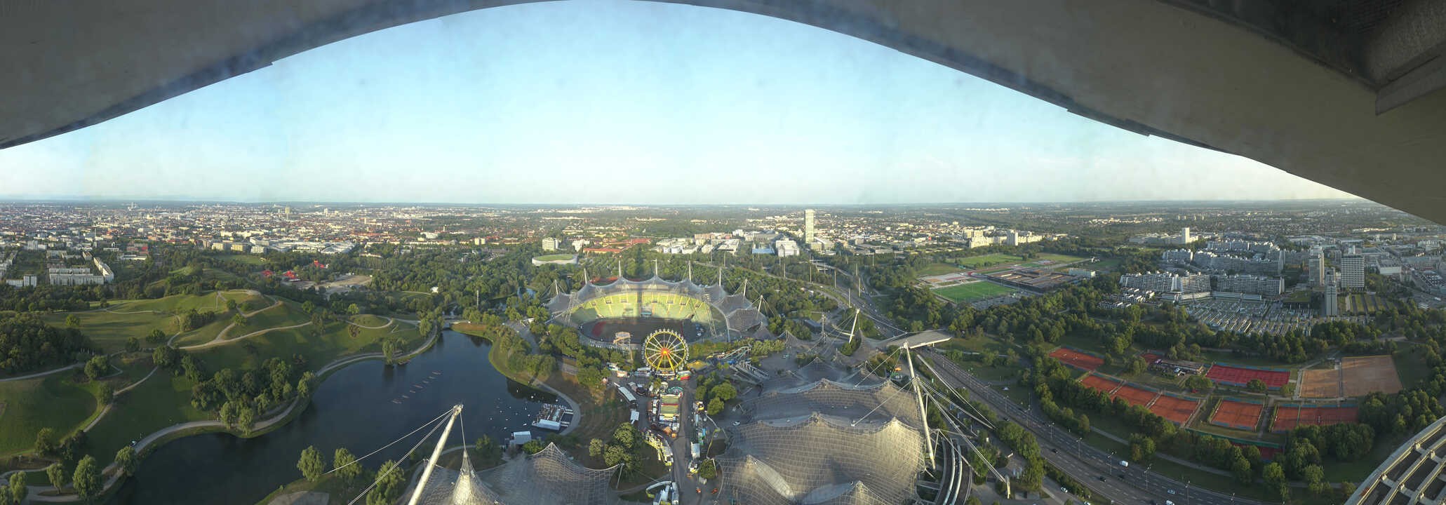 Archiv Foto Webcam München: Panorama Olympiastadion und Olympiapark
