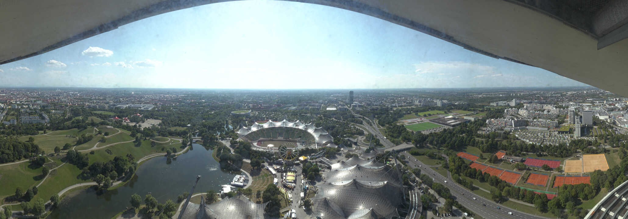 Archiv Foto Webcam München: Panorama Olympiastadion und Olympiapark