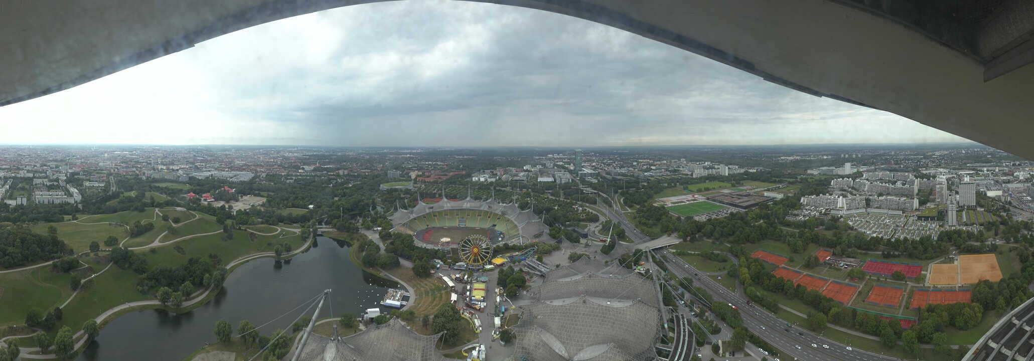 Archiv Foto Webcam München: Panorama Olympiastadion und Olympiapark
