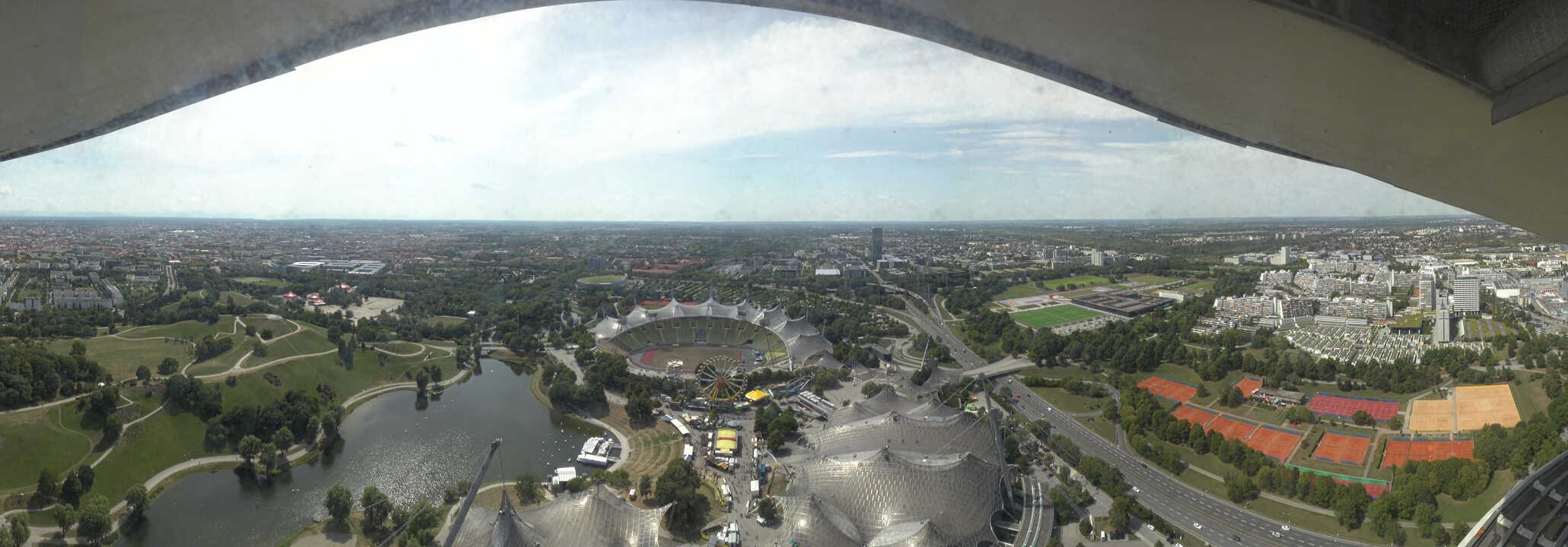 Archiv Foto Webcam München: Panorama Olympiastadion und Olympiapark