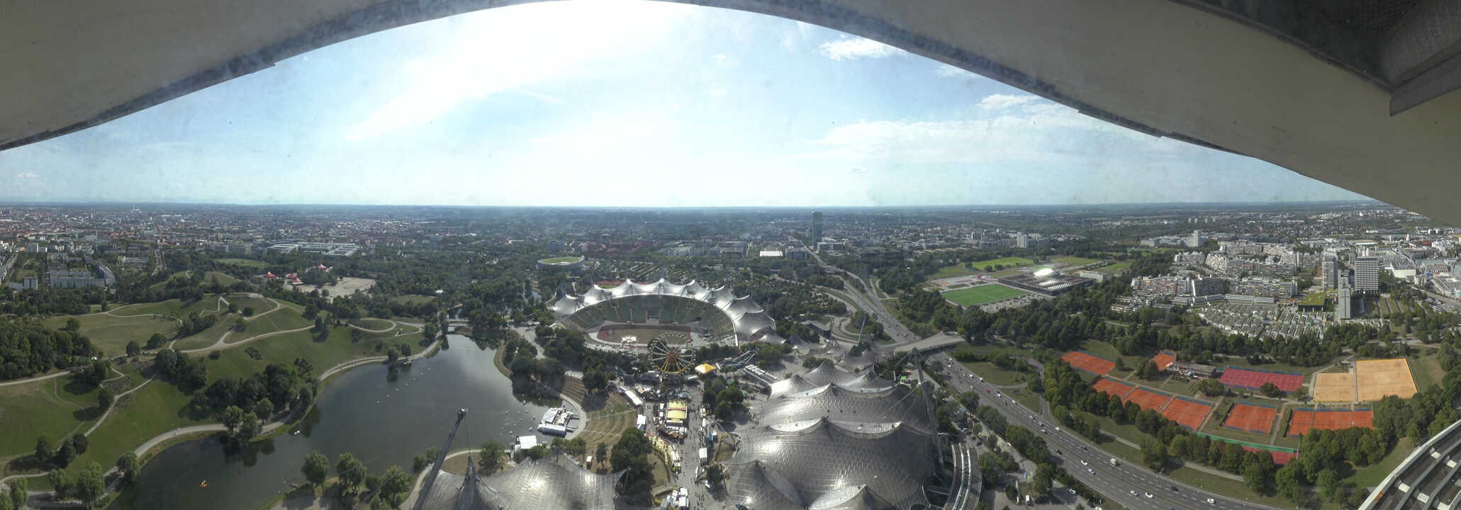Archiv Foto Webcam München: Panorama Olympiastadion und Olympiapark
