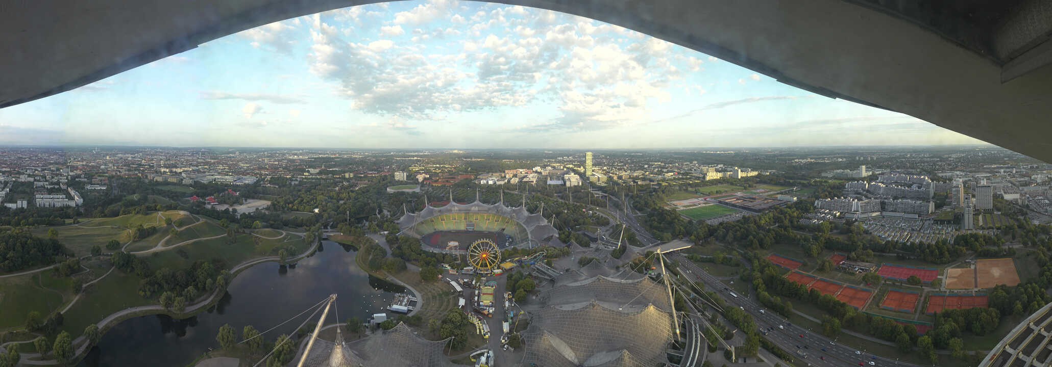 Archiv Foto Webcam München: Panorama Olympiastadion und Olympiapark