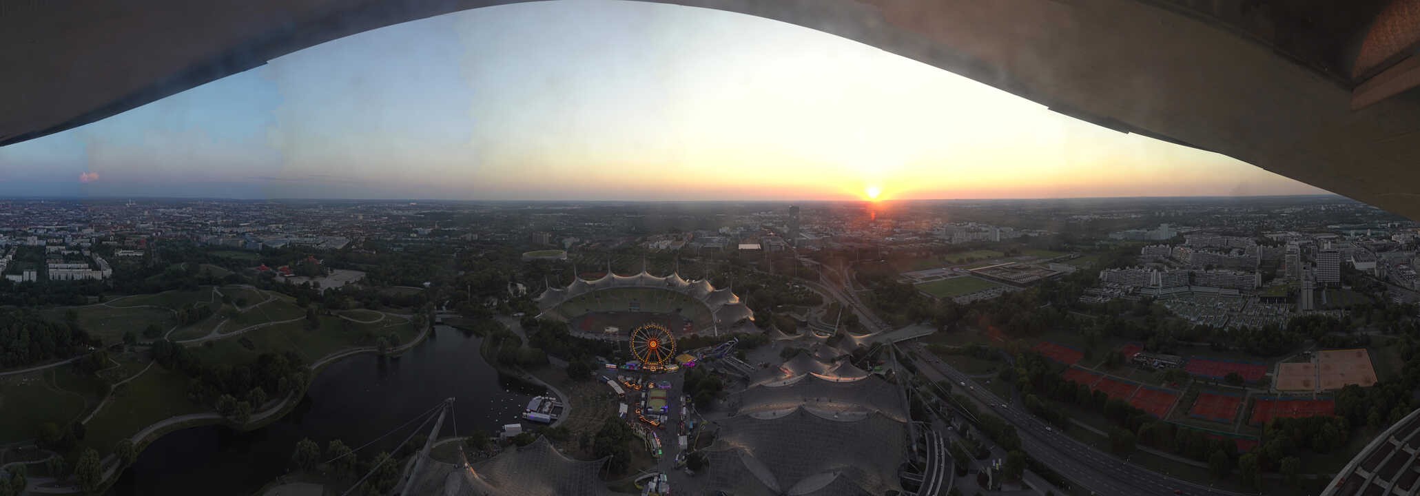Archiv Foto Webcam München: Panorama Olympiastadion und Olympiapark