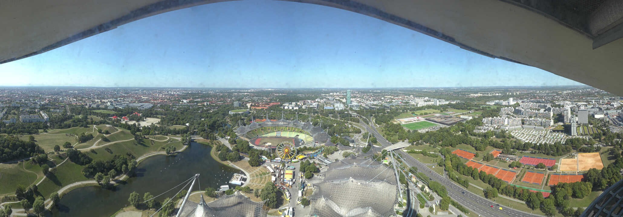 Archiv Foto Webcam München: Panorama Olympiastadion und Olympiapark