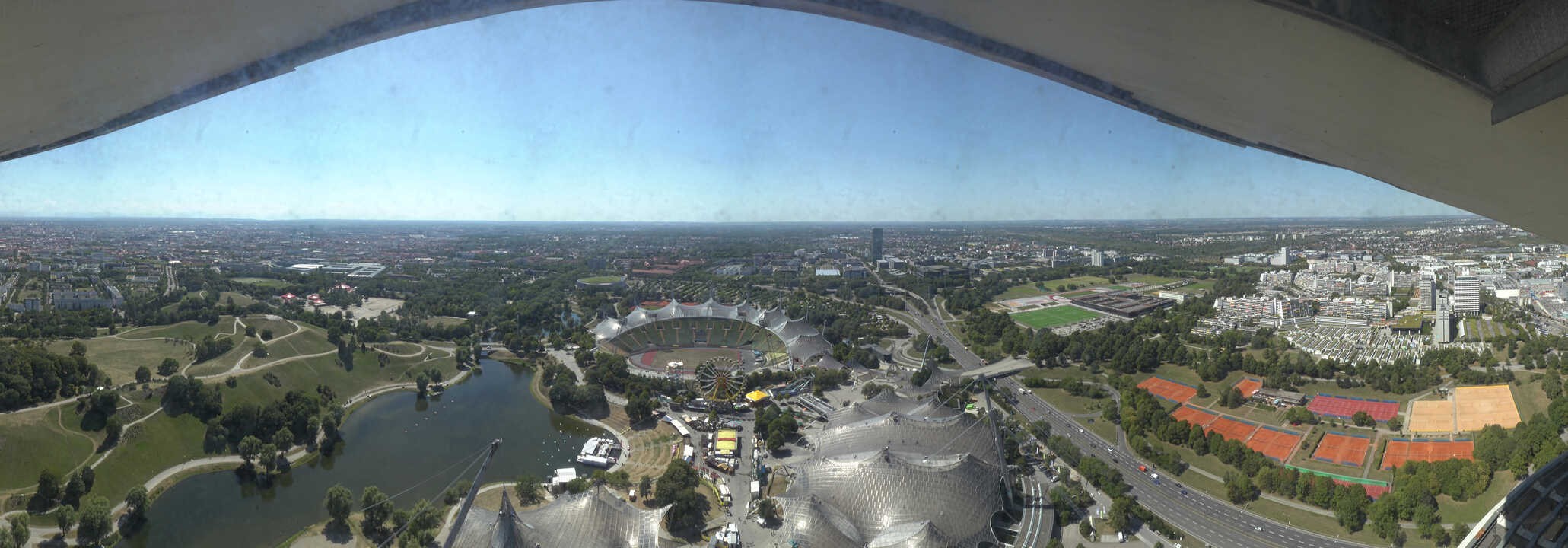 Archiv Foto Webcam München: Panorama Olympiastadion und Olympiapark