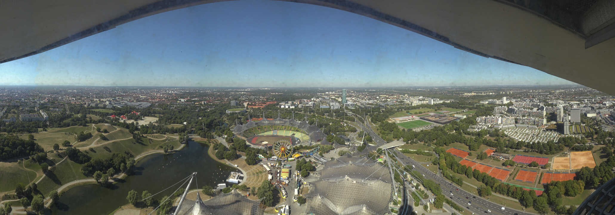 Archiv Foto Webcam München: Panorama Olympiastadion und Olympiapark