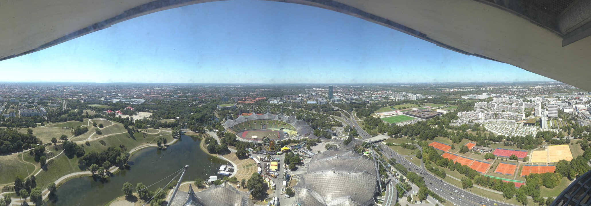 Archiv Foto Webcam München: Panorama Olympiastadion und Olympiapark