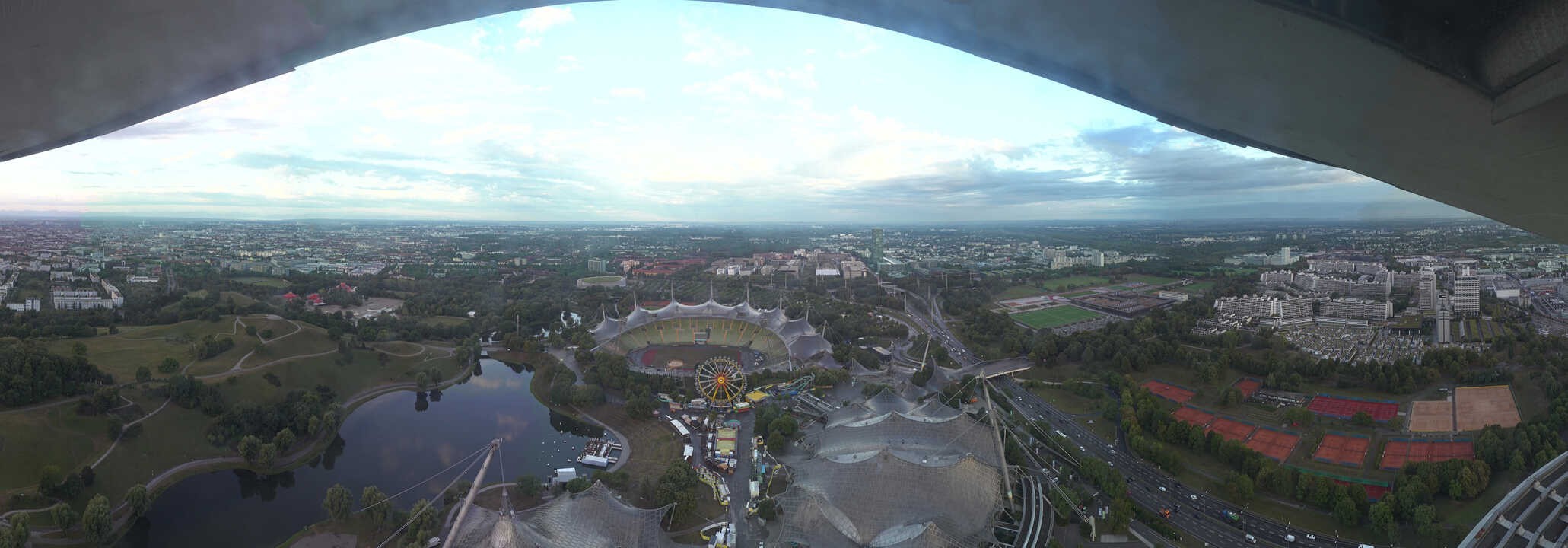 Archiv Foto Webcam München: Panorama Olympiastadion und Olympiapark