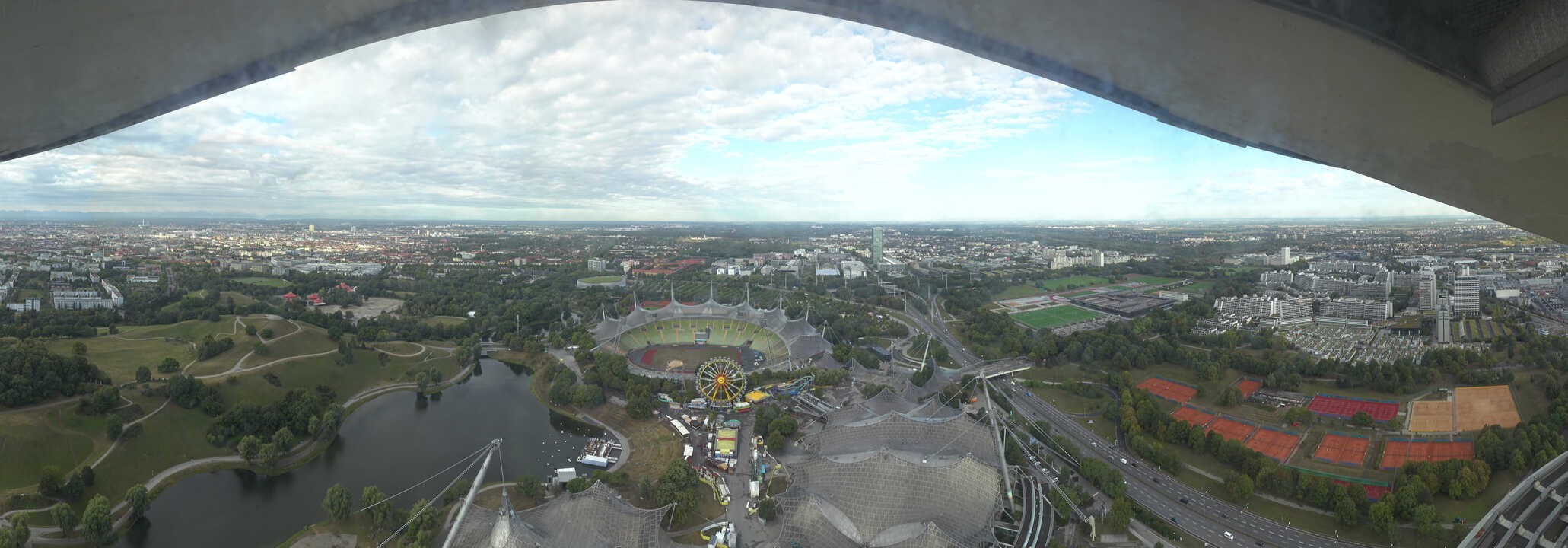 Archiv Foto Webcam München: Panorama Olympiastadion und Olympiapark
