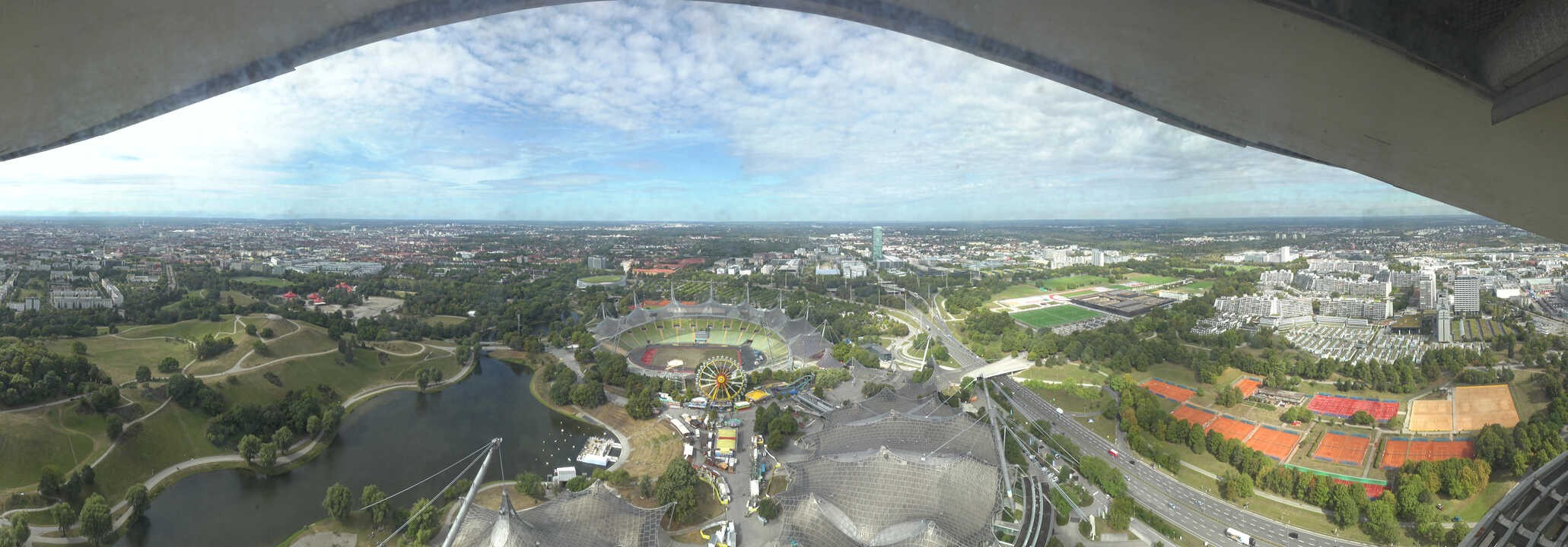 Archiv Foto Webcam München: Panorama Olympiastadion und Olympiapark