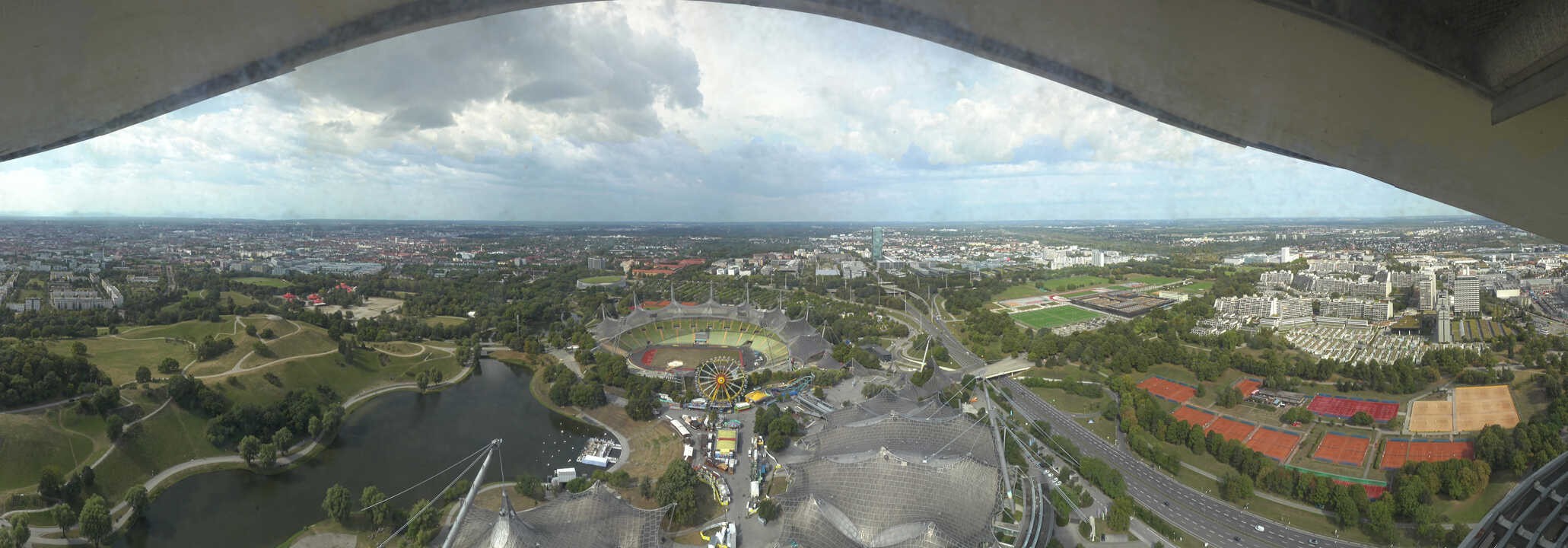 Archiv Foto Webcam München: Panorama Olympiastadion und Olympiapark