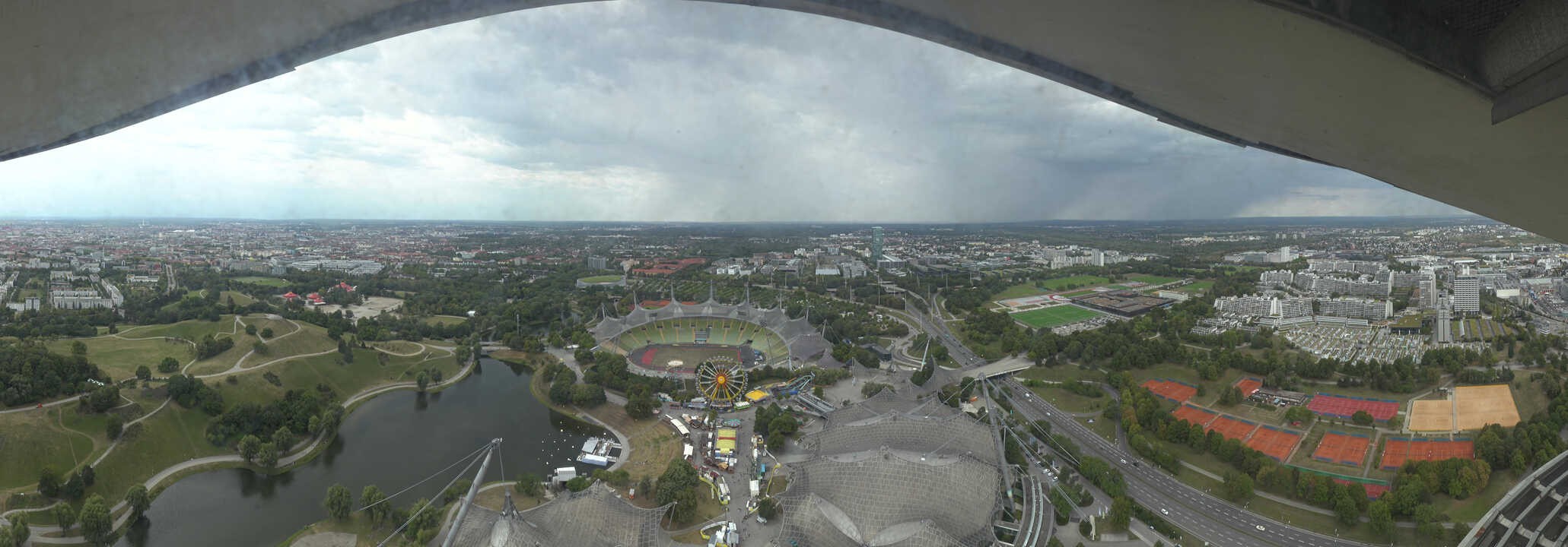 Archiv Foto Webcam München: Panorama Olympiastadion und Olympiapark