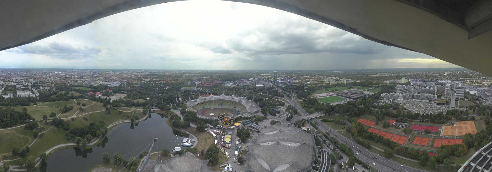Archiv Foto Webcam München: Panorama Olympiastadion und Olympiapark