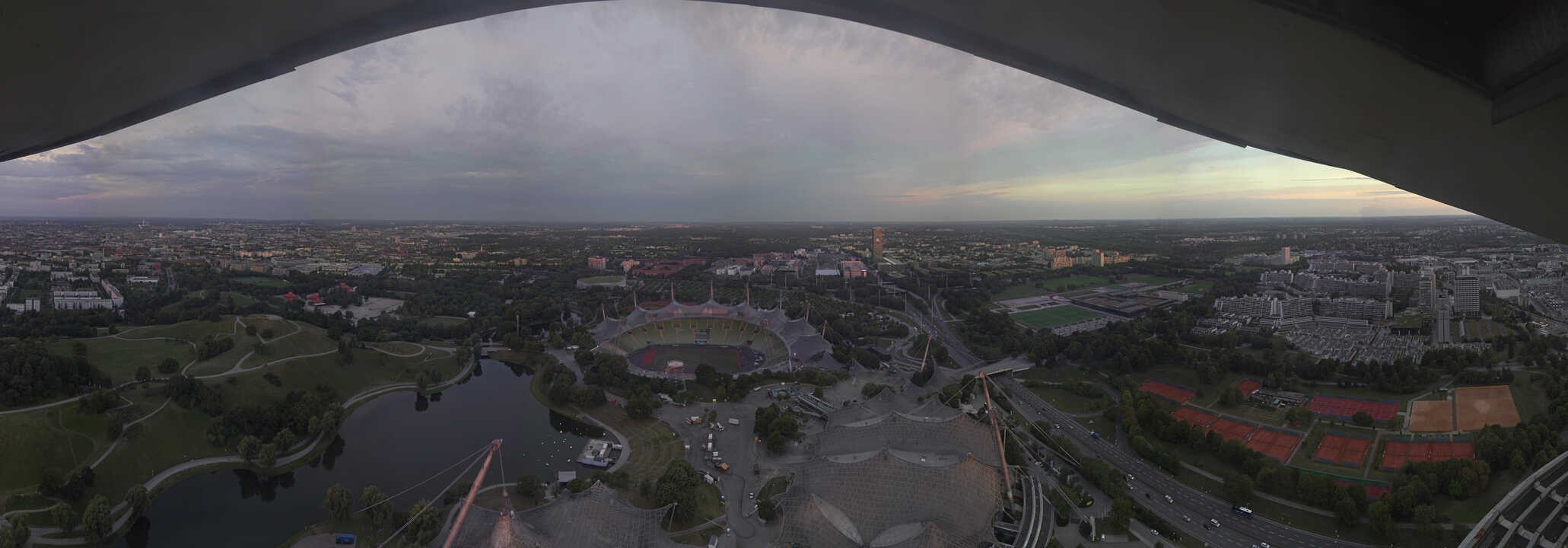 Archiv Foto Webcam München: Panorama Olympiastadion und Olympiapark