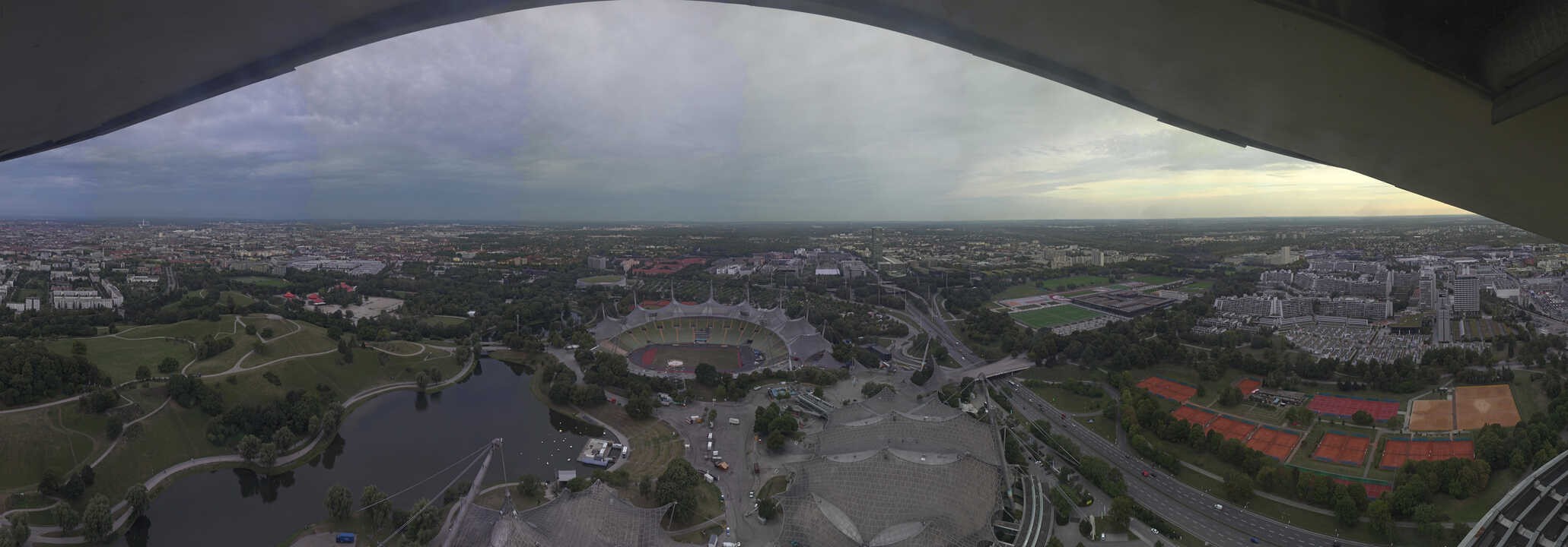 Archiv Foto Webcam München: Panorama Olympiastadion und Olympiapark