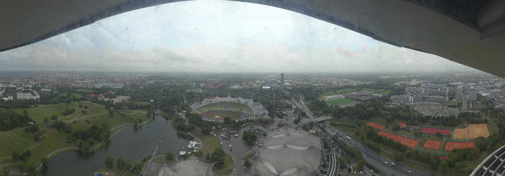 Archiv Foto Webcam München: Panorama Olympiastadion und Olympiapark