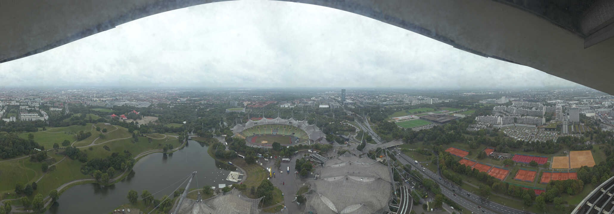 Archiv Foto Webcam München: Panorama Olympiastadion und Olympiapark