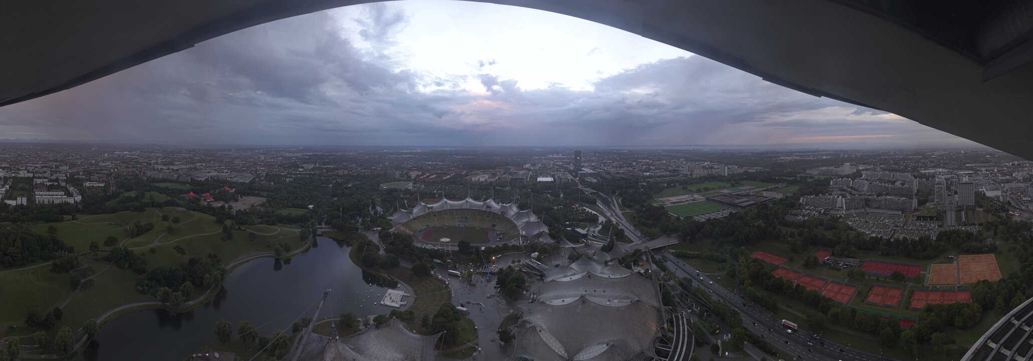 Archiv Foto Webcam München: Panorama Olympiastadion und Olympiapark