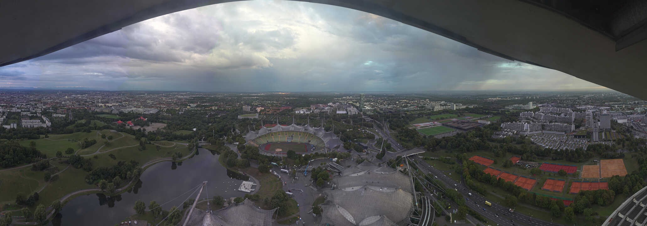 Archiv Foto Webcam München: Panorama Olympiastadion und Olympiapark