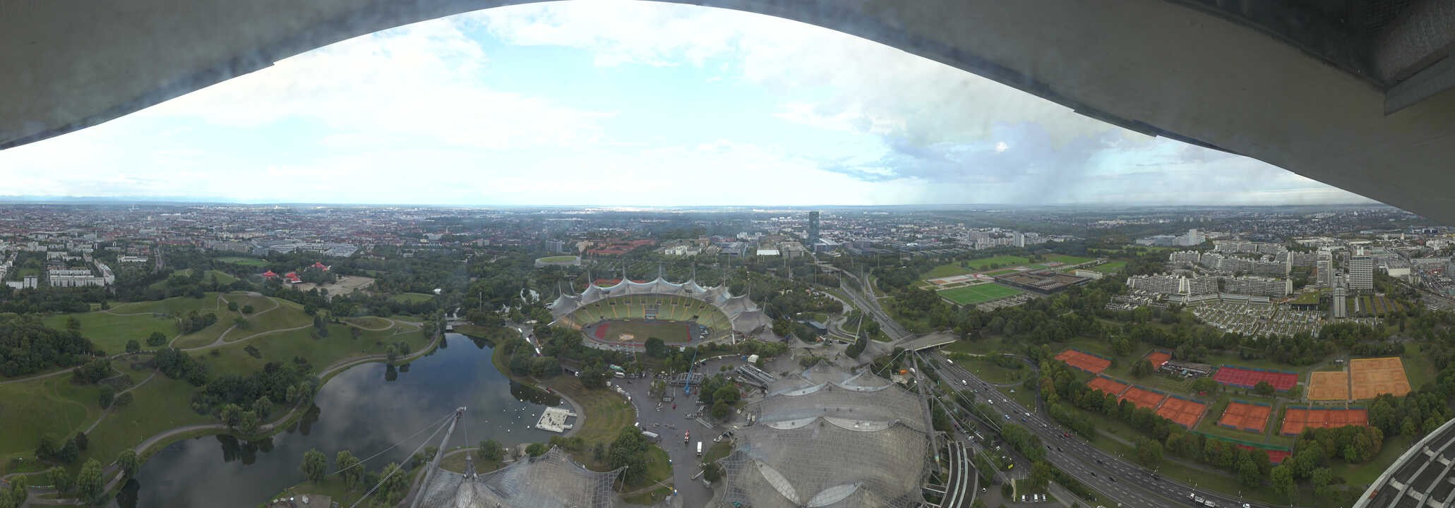 Archiv Foto Webcam München: Panorama Olympiastadion und Olympiapark