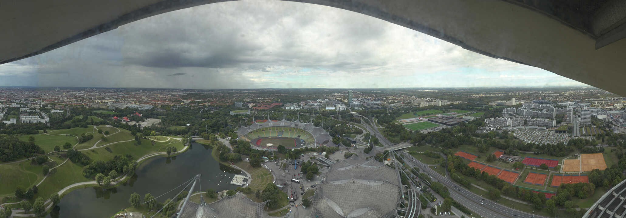 Archiv Foto Webcam München: Panorama Olympiastadion und Olympiapark