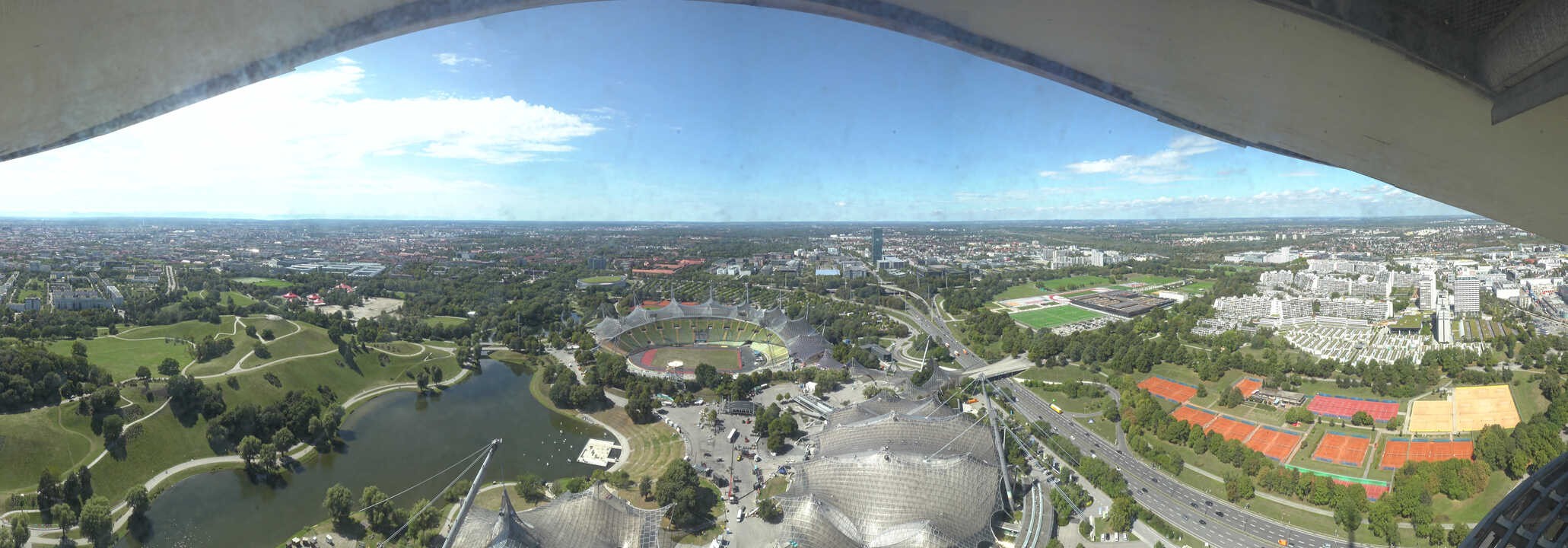 Archiv Foto Webcam München: Panorama Olympiastadion und Olympiapark