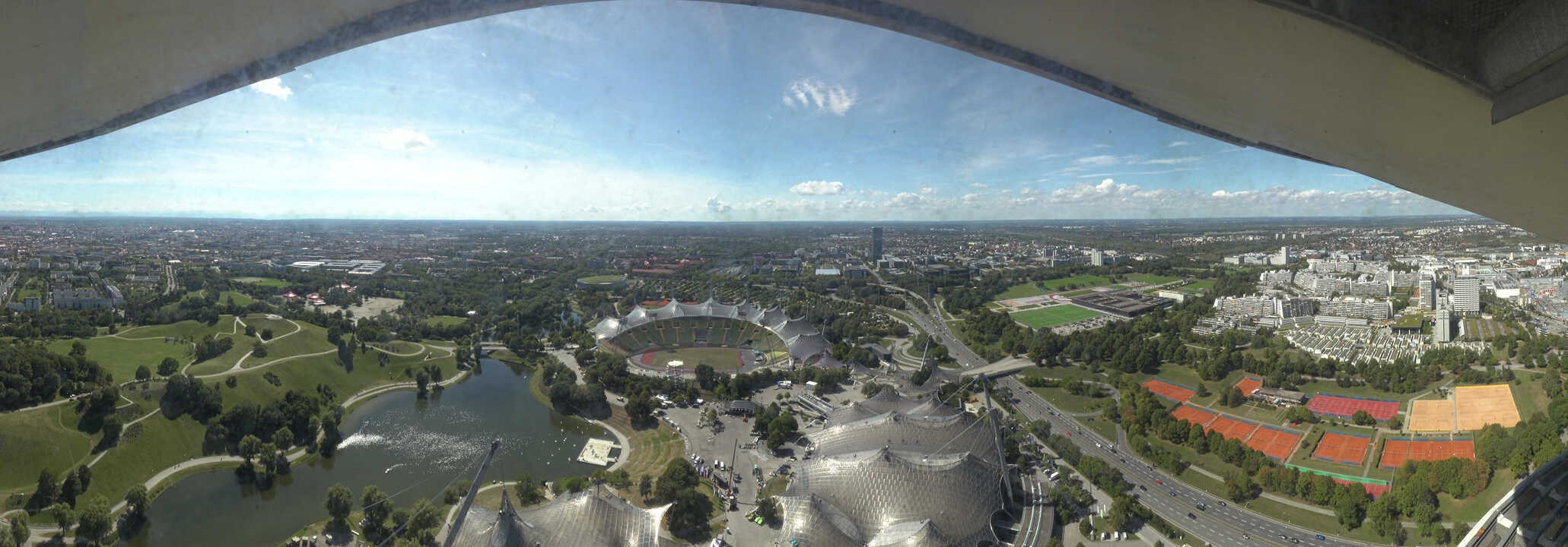 Archiv Foto Webcam München: Panorama Olympiastadion und Olympiapark