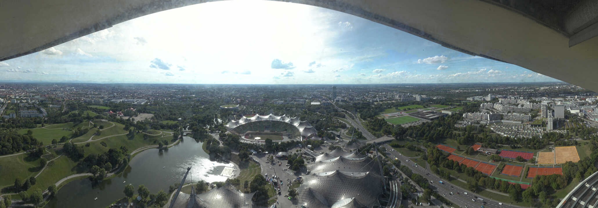 Archiv Foto Webcam München: Panorama Olympiastadion und Olympiapark