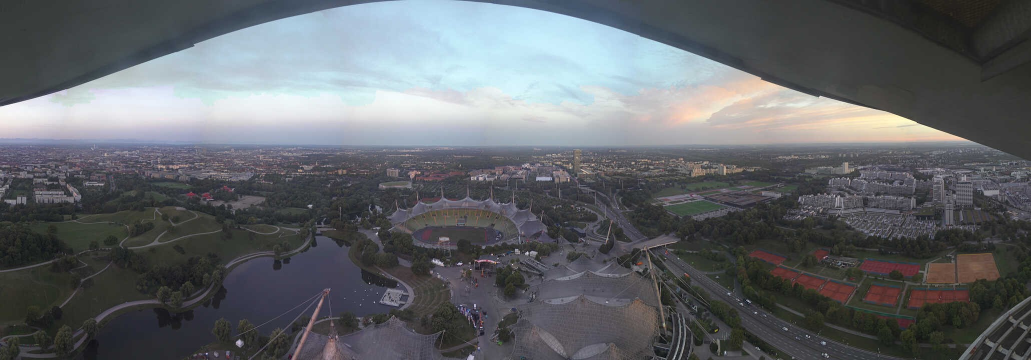 Archiv Foto Webcam München: Panorama Olympiastadion und Olympiapark