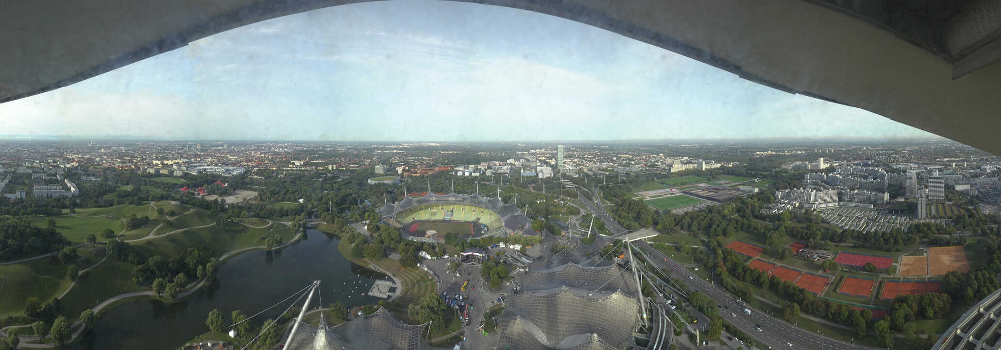 Archiv Foto Webcam München: Panorama Olympiastadion und Olympiapark