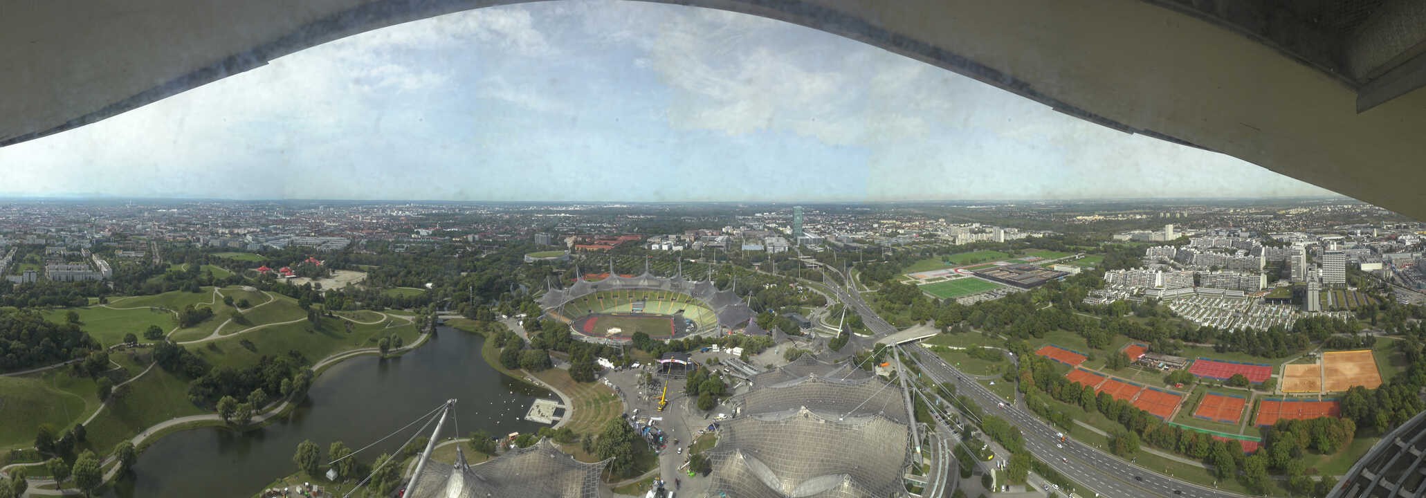 Archiv Foto Webcam München: Panorama Olympiastadion und Olympiapark
