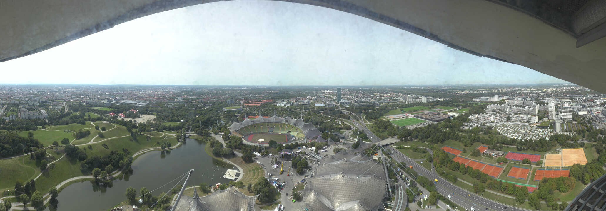 Archiv Foto Webcam München: Panorama Olympiastadion und Olympiapark