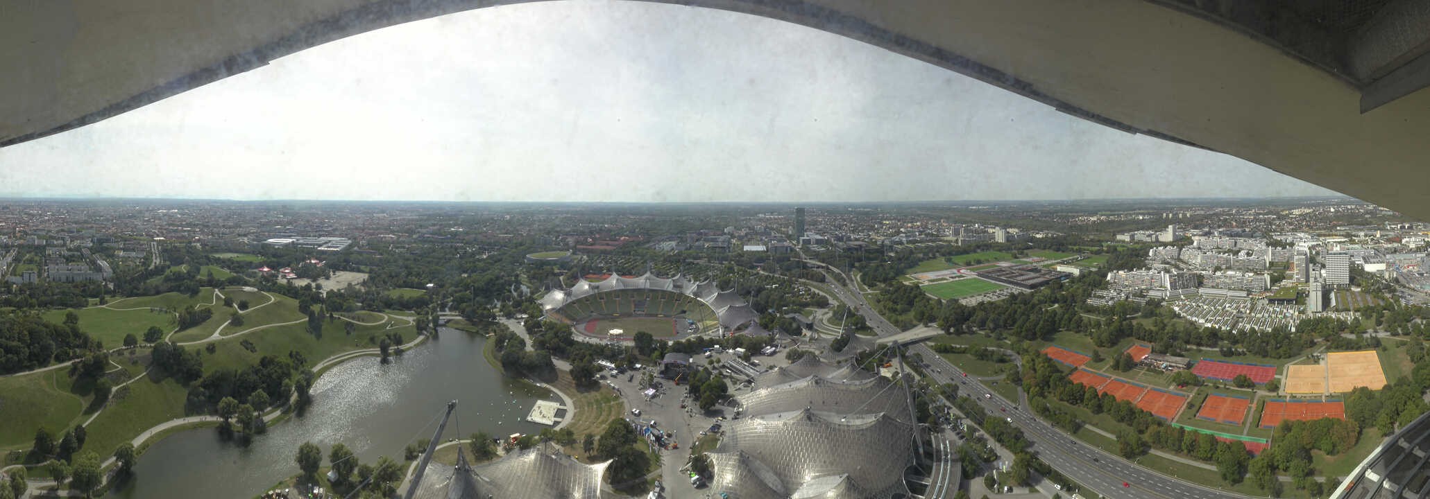 Archiv Foto Webcam München: Panorama Olympiastadion und Olympiapark
